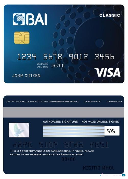 Download Angola Bai bank classic credit visa card Photoshop template